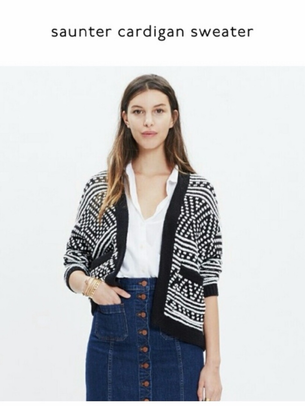 Madewell Saunter Cardigan size small black and white